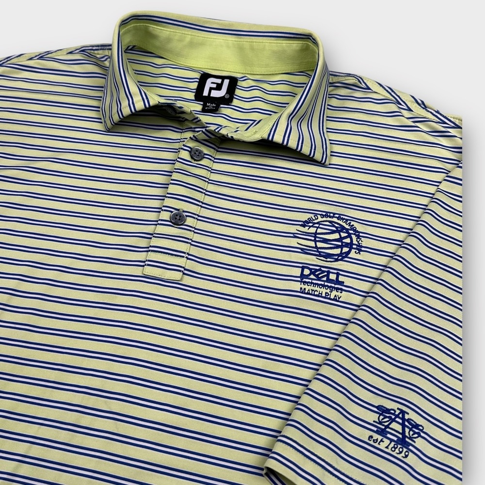 FootJoy Golf Polo Shirt XL Dell Technologies Match Play Striped Blue Green‎ Mens